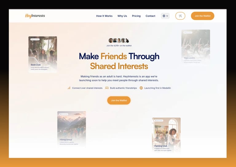 HeyInterests design preview